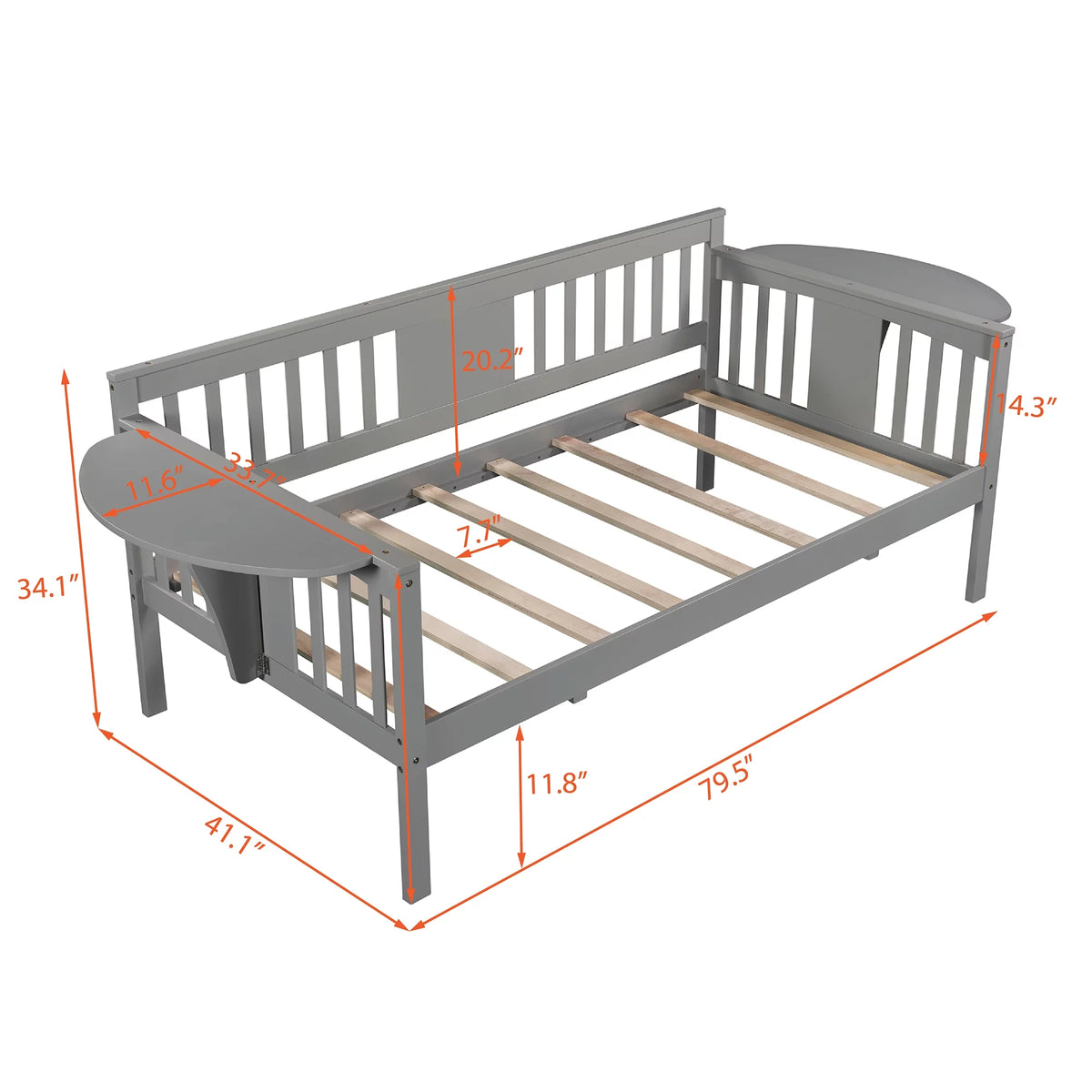 Solid Wood Daybed with Rails G3740
