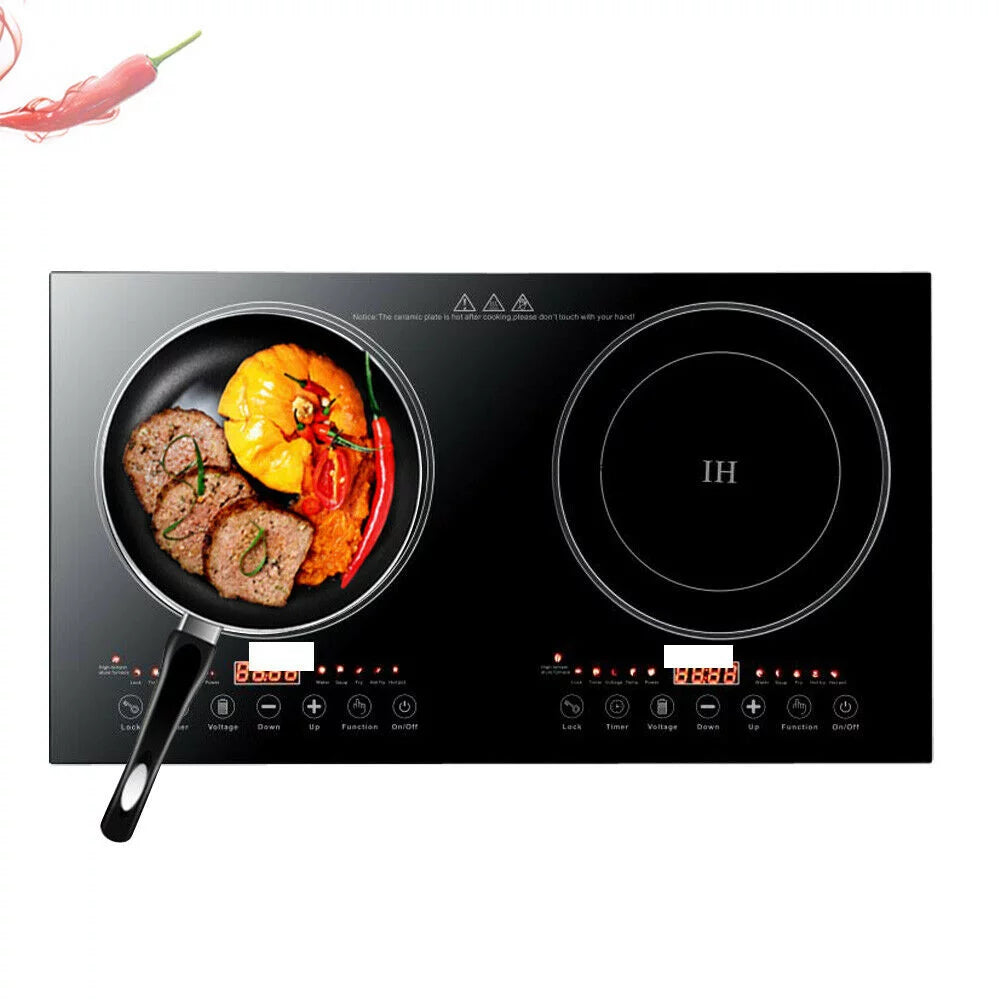 2400W Electric Double Burner Cooktop Black T411665