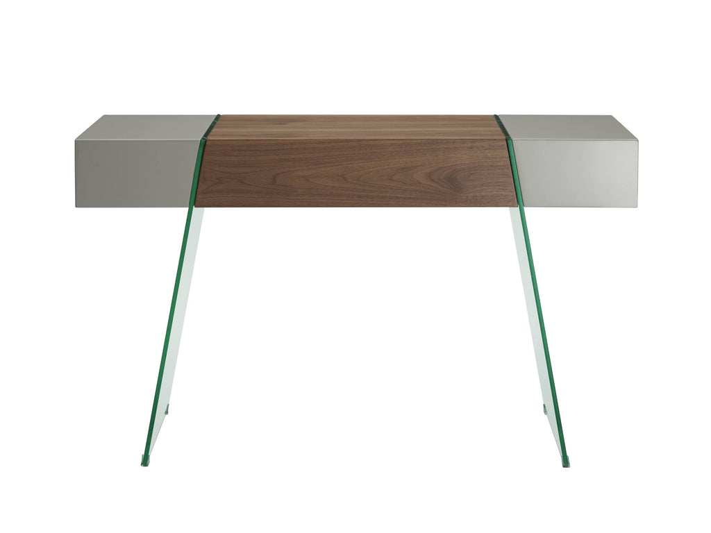 Walnut Veneer Gray Lacquer Console Table K121
