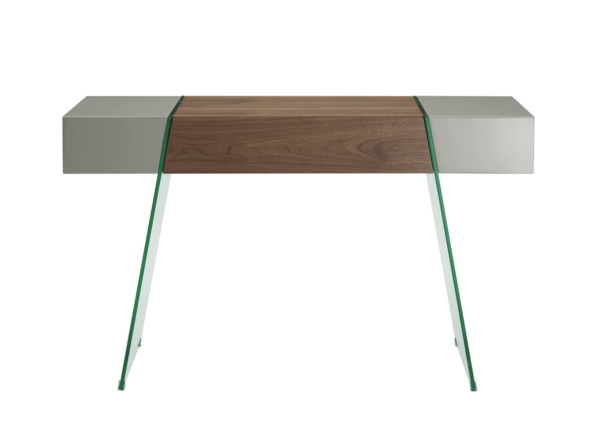 Walnut Veneer Gray Lacquer Console Table K121