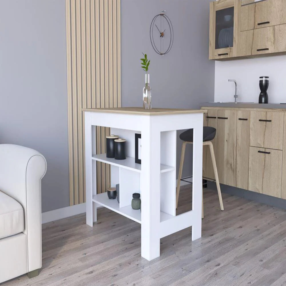 White Light Oak Manufactured Wood Kitchen Island V2226