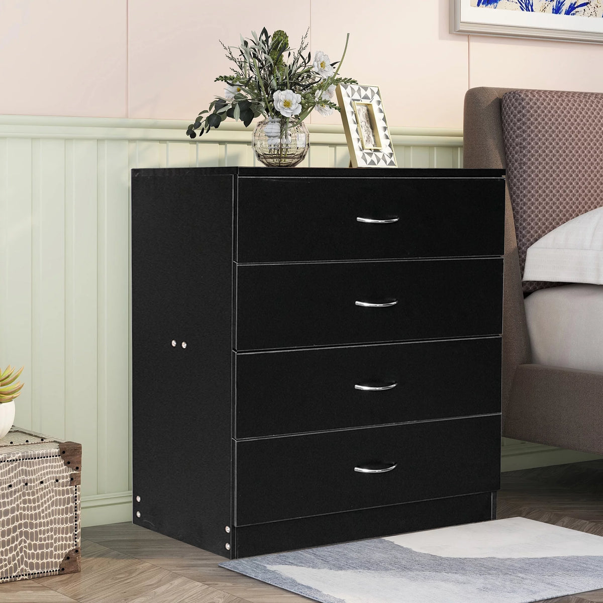White 3 Drawer Wood Dresser J898