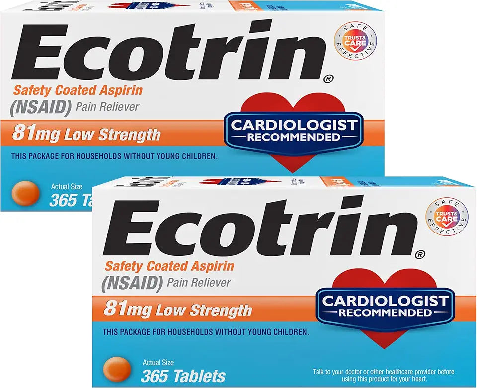Safety Coated Aspirin Pain Reliever Tablets 81mg 365 ct Pack of 2 E856
