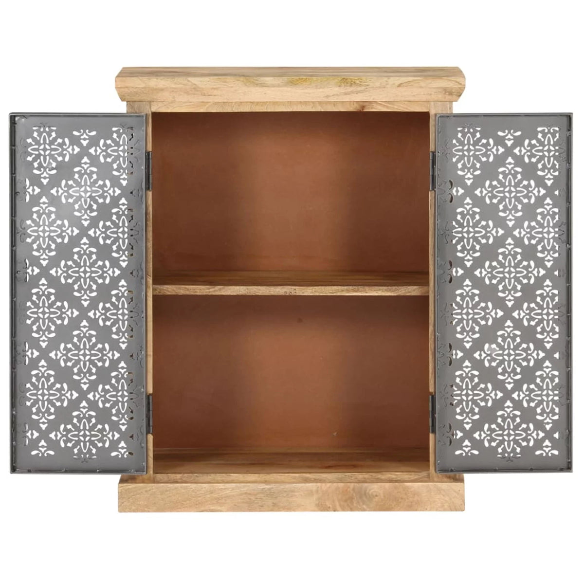 Solid Mango Wood Sideboard with Steel Doors K8841