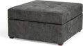 Gray Tufted Storage Ottoman Bench with Wood Legs J92810