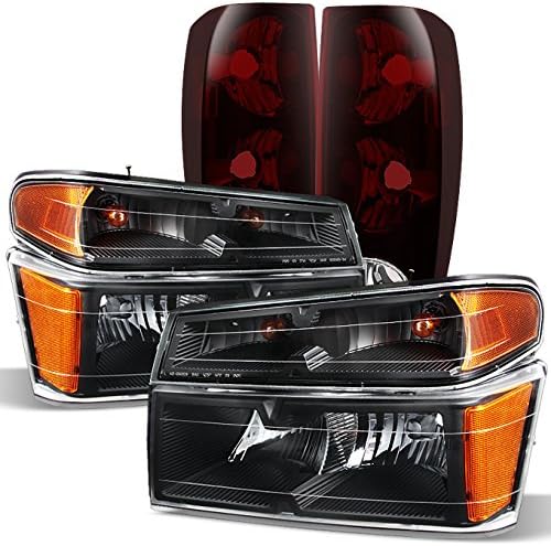 Black Headlights and Dark Red Tail Lights Pair Replacement Set N20364