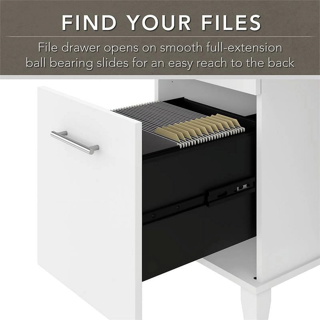 White Engineered Wood Sit to Stand Desk with Hutch and Bookcase B67402