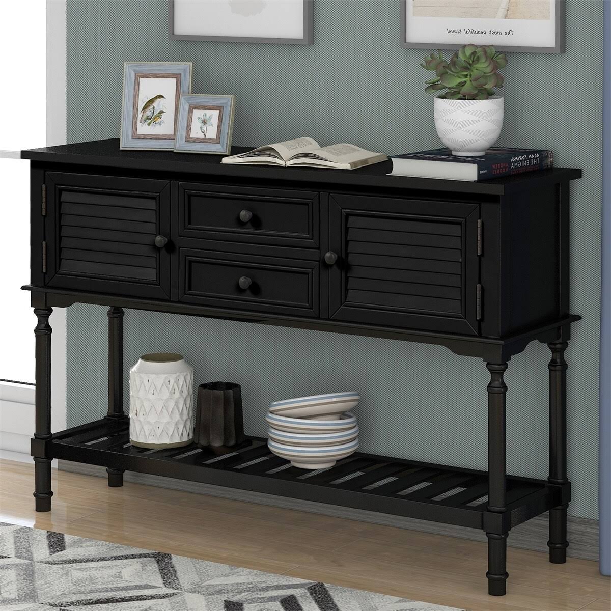 Light Green Console Table with 2 Drawers W2749