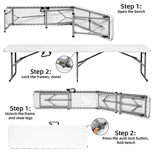 White 6 Foot Plastic Folding Bench H753935