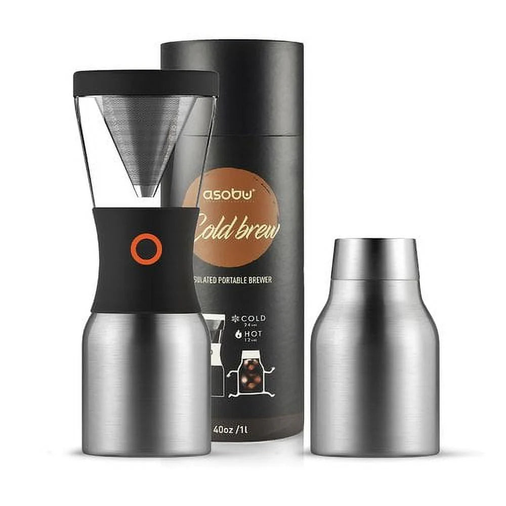 Portable Cold Brew Coffee Maker with 1 Liter Stainless Steel Travel Carafe D745866