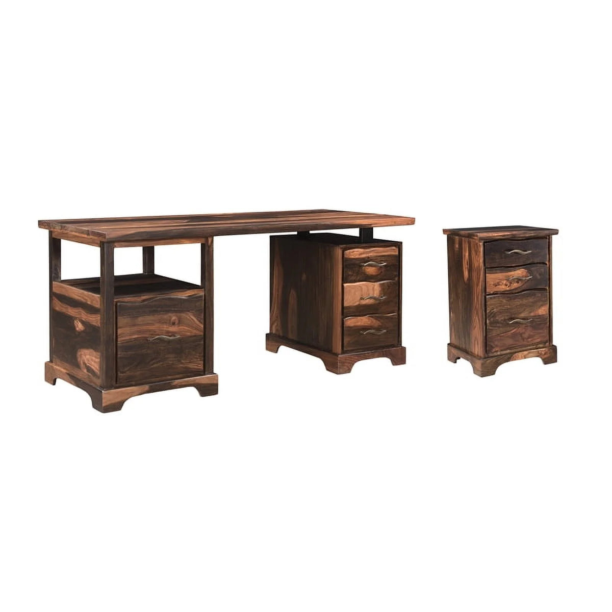Dark Brown 3-drawer Solid Wood Filing Cabinet R38685