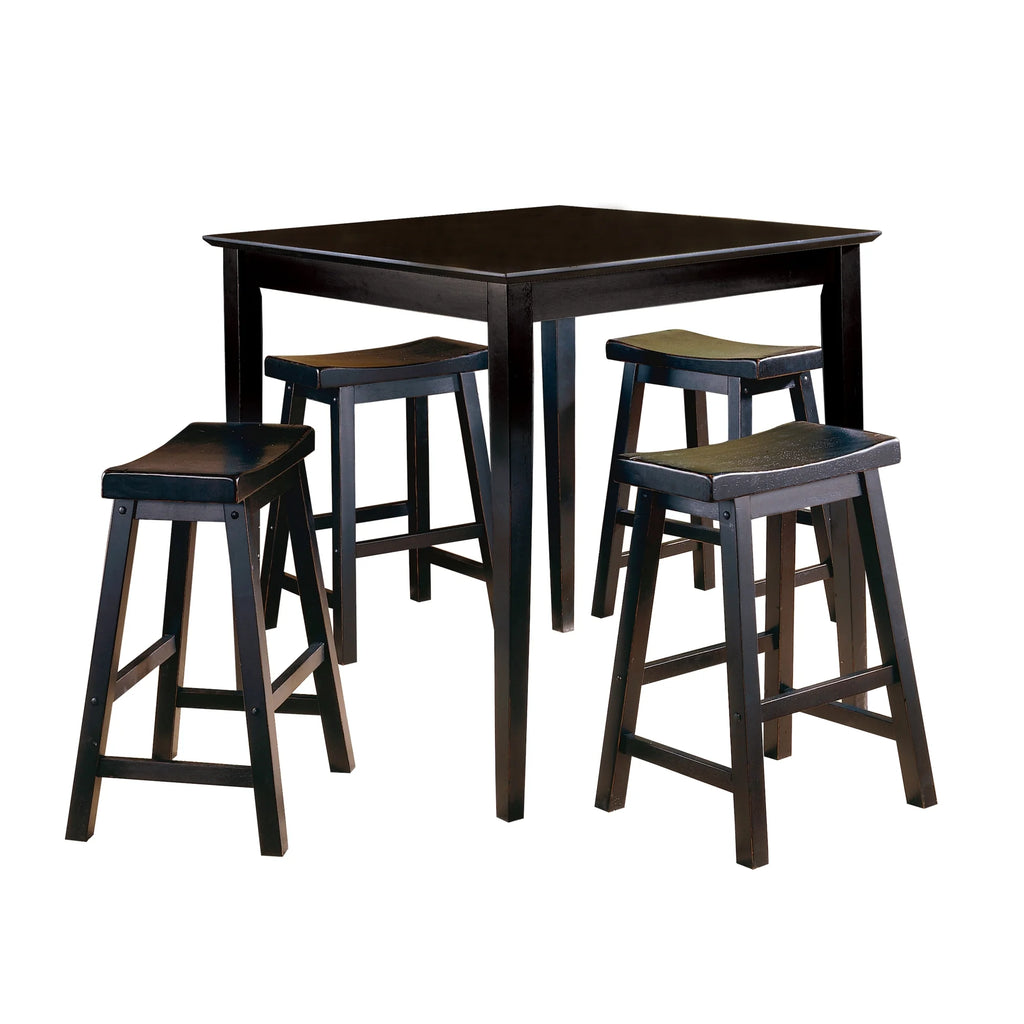 Black Solid Wood Counter Height Stools Set of 2 T2573