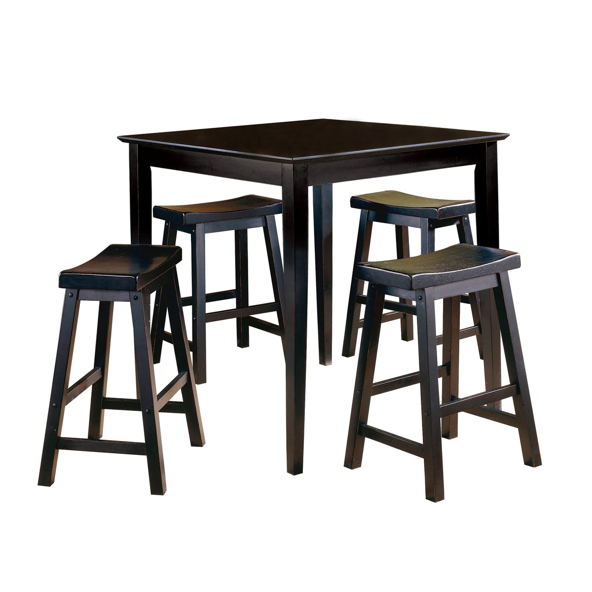 Black Solid Wood Counter Height Stools Set of 2 T2573