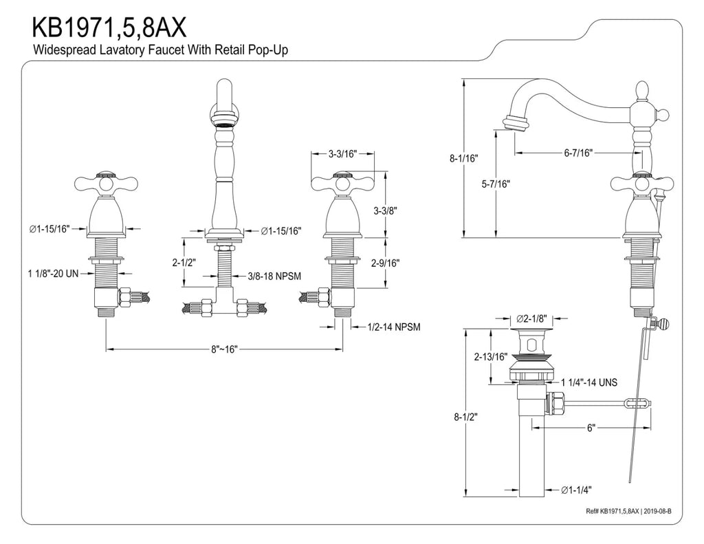 Widespread Lavatory Faucet Oil Rubbed Bronze O348