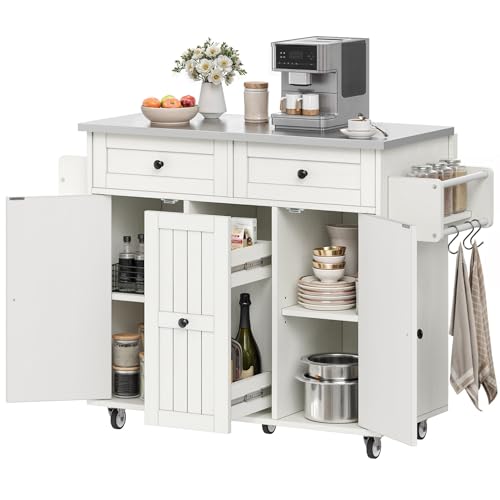 Black Kitchen Island on Wheels with Drop Leaf and Storage Cabinets Z6708