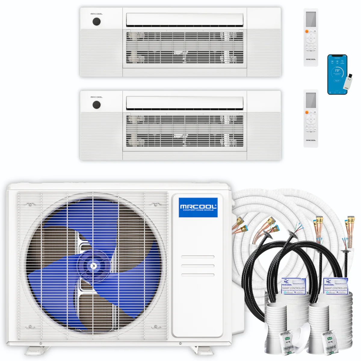 27,000 BTU 2 Zone Ceiling Cassette Ductless Air Conditioner and Heat Pump U7249