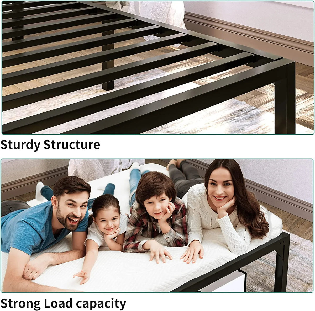 Twin Size Black Metal Bed Frame with Headboard J222