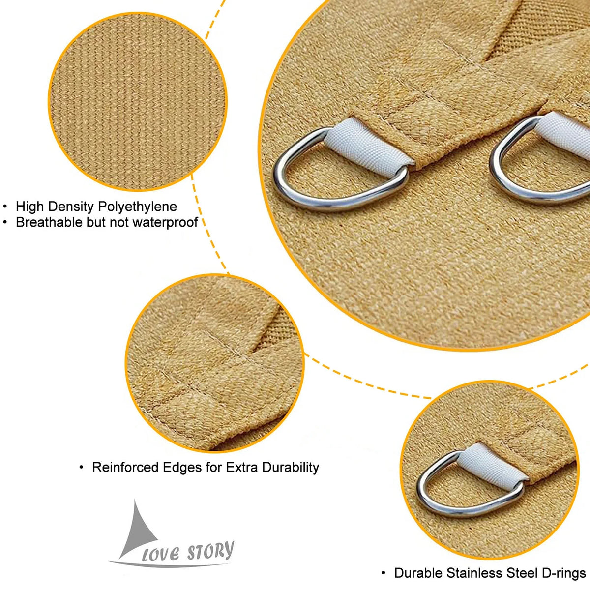 12' x 12' x 12' Sand Triangle Sun Shade Sail UV Block Awning Q199