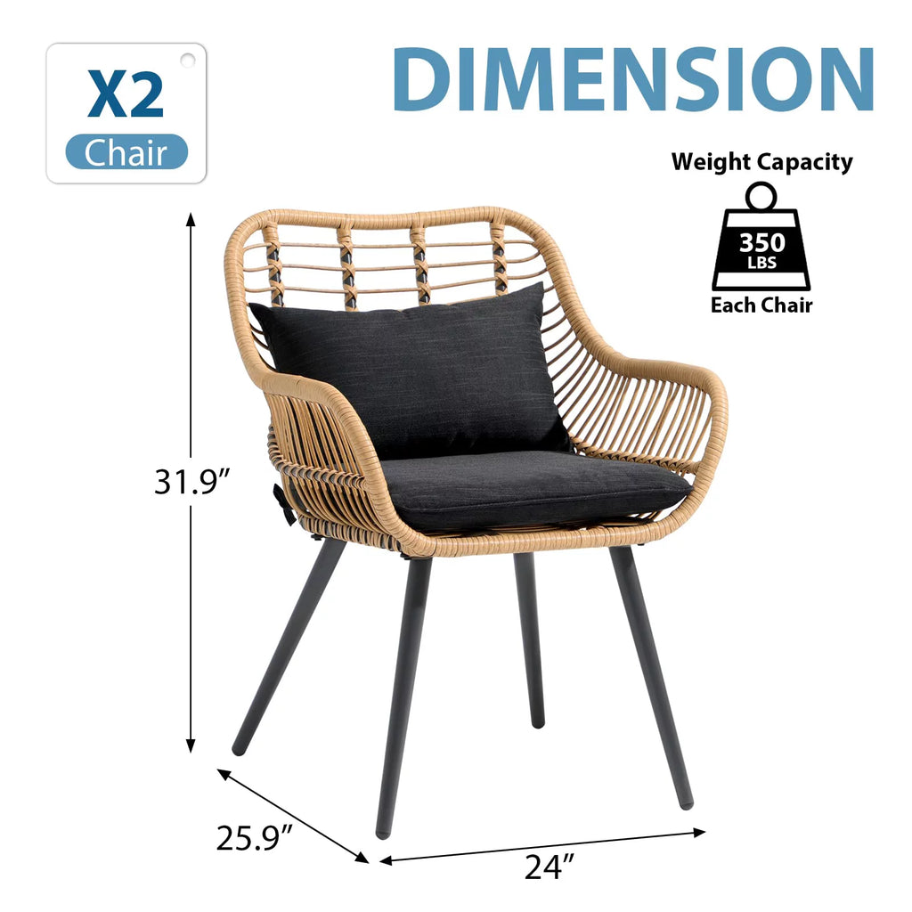 Wicker Outdoor Chairs Set of 2 with Cushions V147984