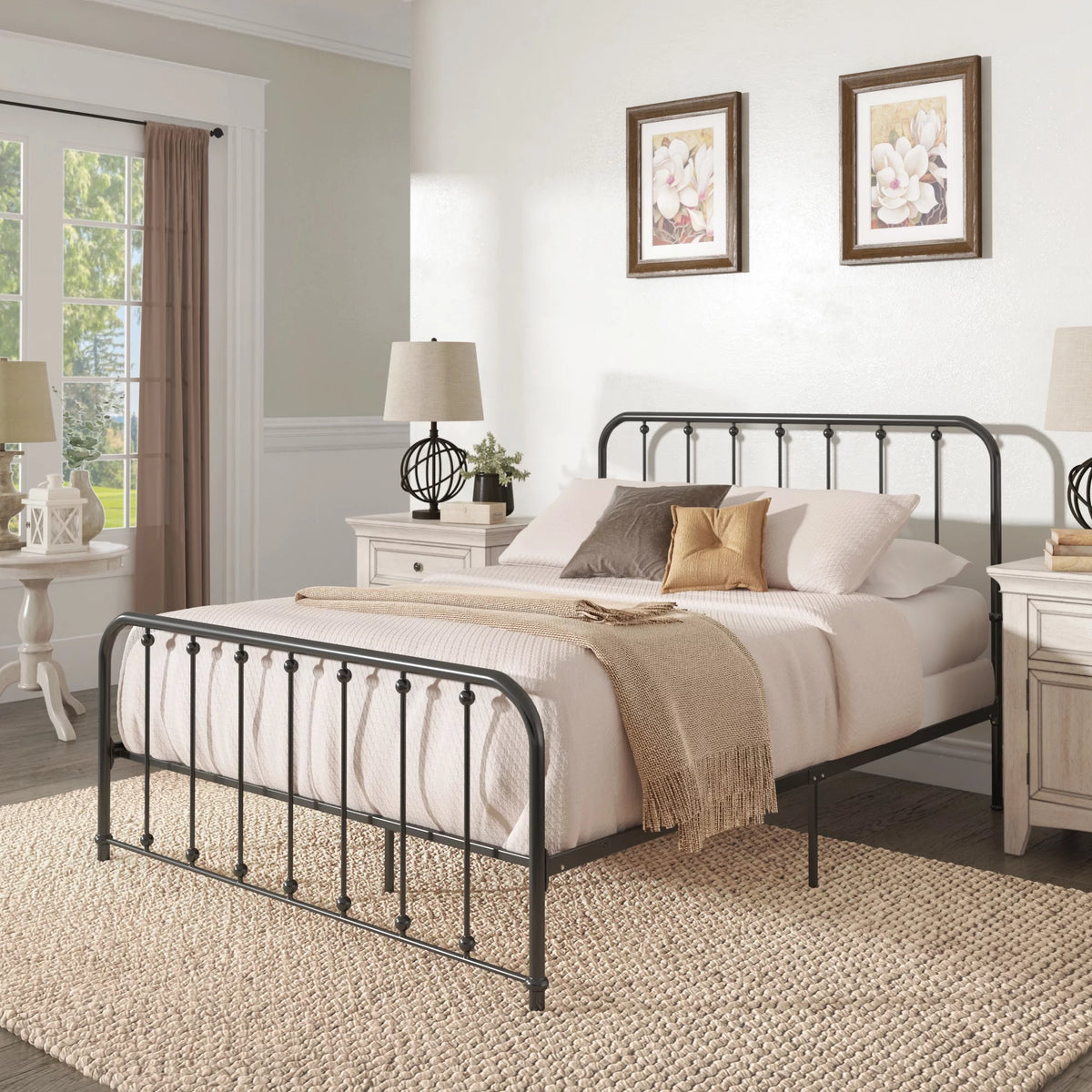 White Metal Platform Full Bed X667555