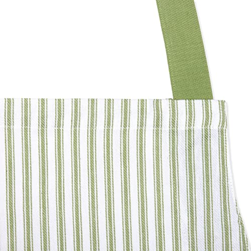 Red and White Stripe Woven Cotton Apron with Pocket M343