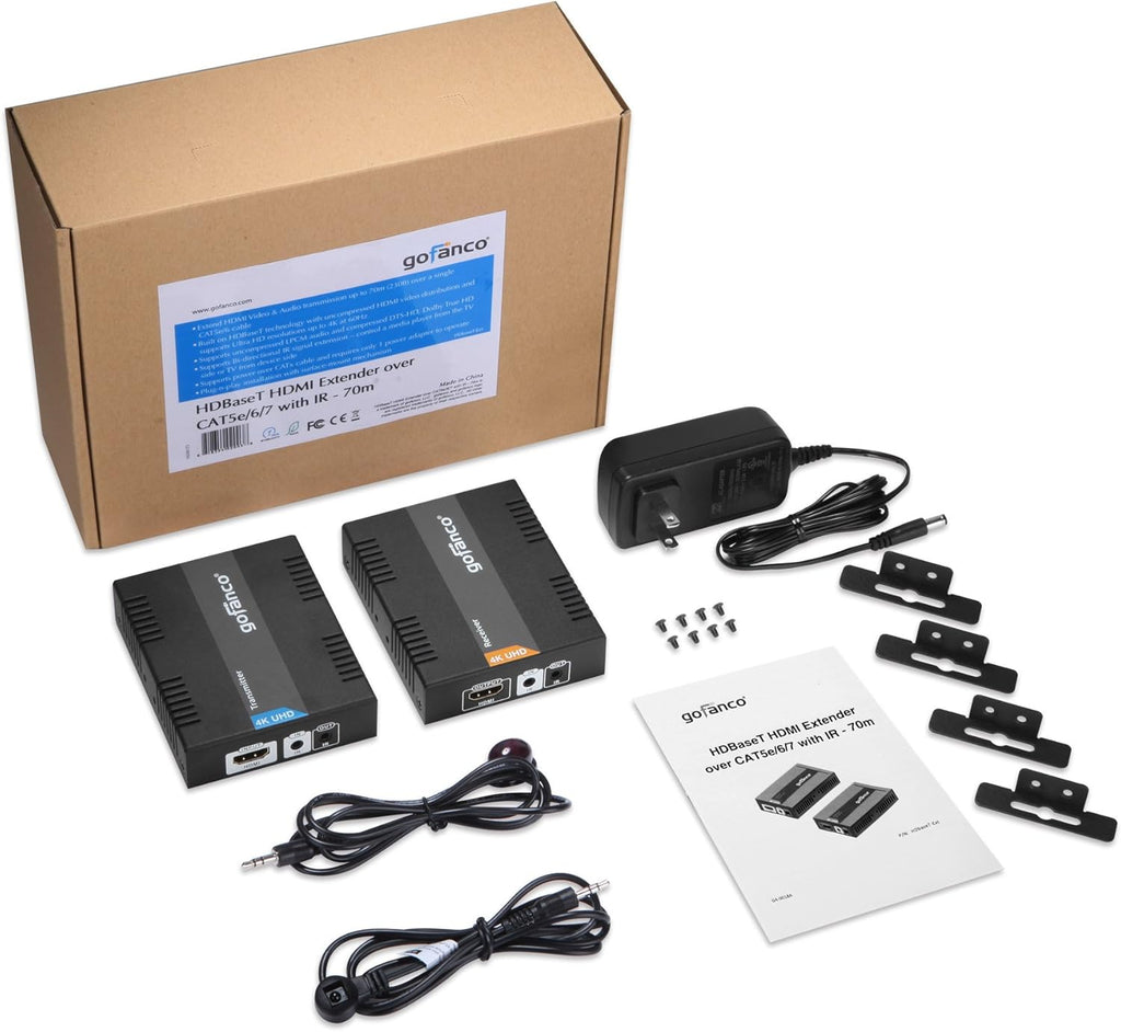 HDBaseT HDMI Extender 4K 60Hz Over CAT5e/CAT6/CAT7 Cable with Bi-Directional IR T70342