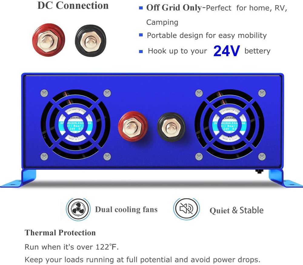 1500W Pure Sine Wave Power Inverter 12V DC to 110V 120V AC E618491