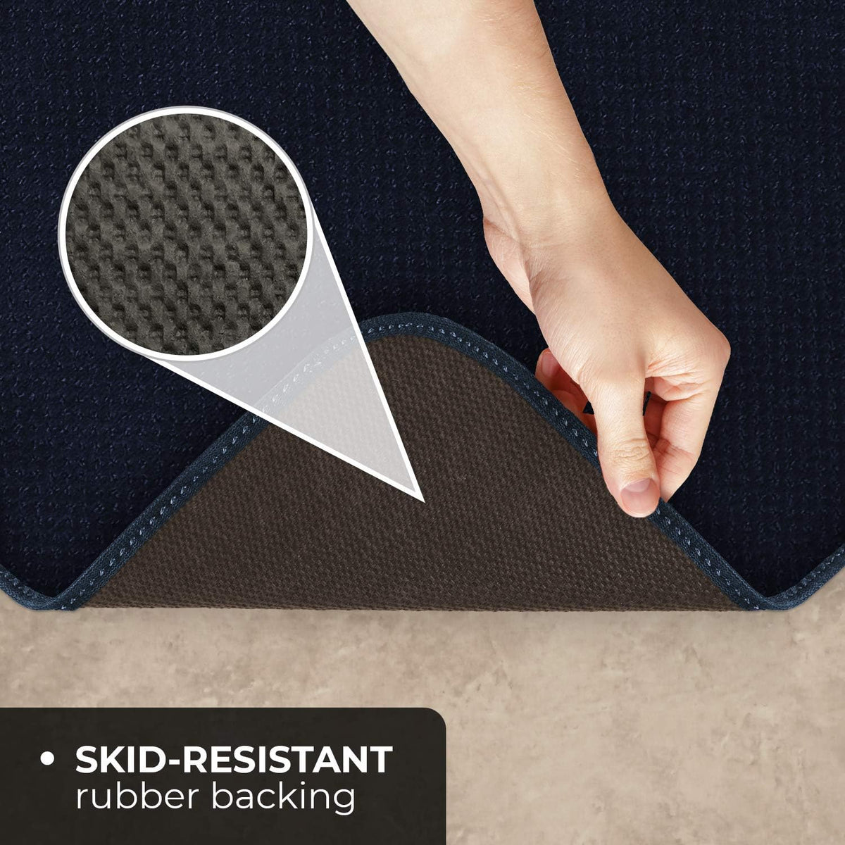 Skid-Resistant Carpet Runner Navy Blue 12 Feet x 27 Inches R636866
