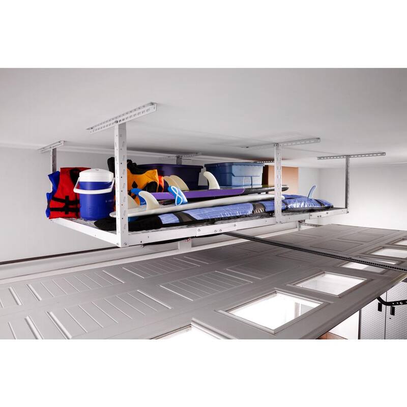 Hammered White Adjustable Height Metal Overhead Storage Rack G392