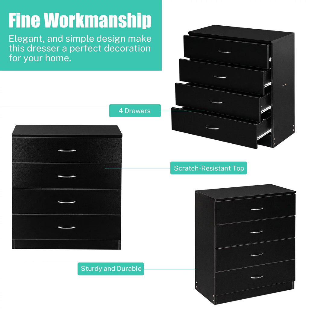 White 3 Drawer Wood Dresser J898