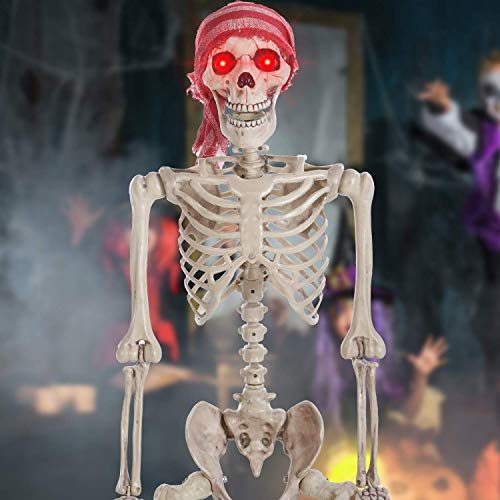 Life Size Skeleton with Glowing Eyes Posable Joints Q6436