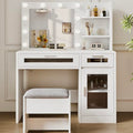 White Vanity Desk with Mirror and Lights C37190