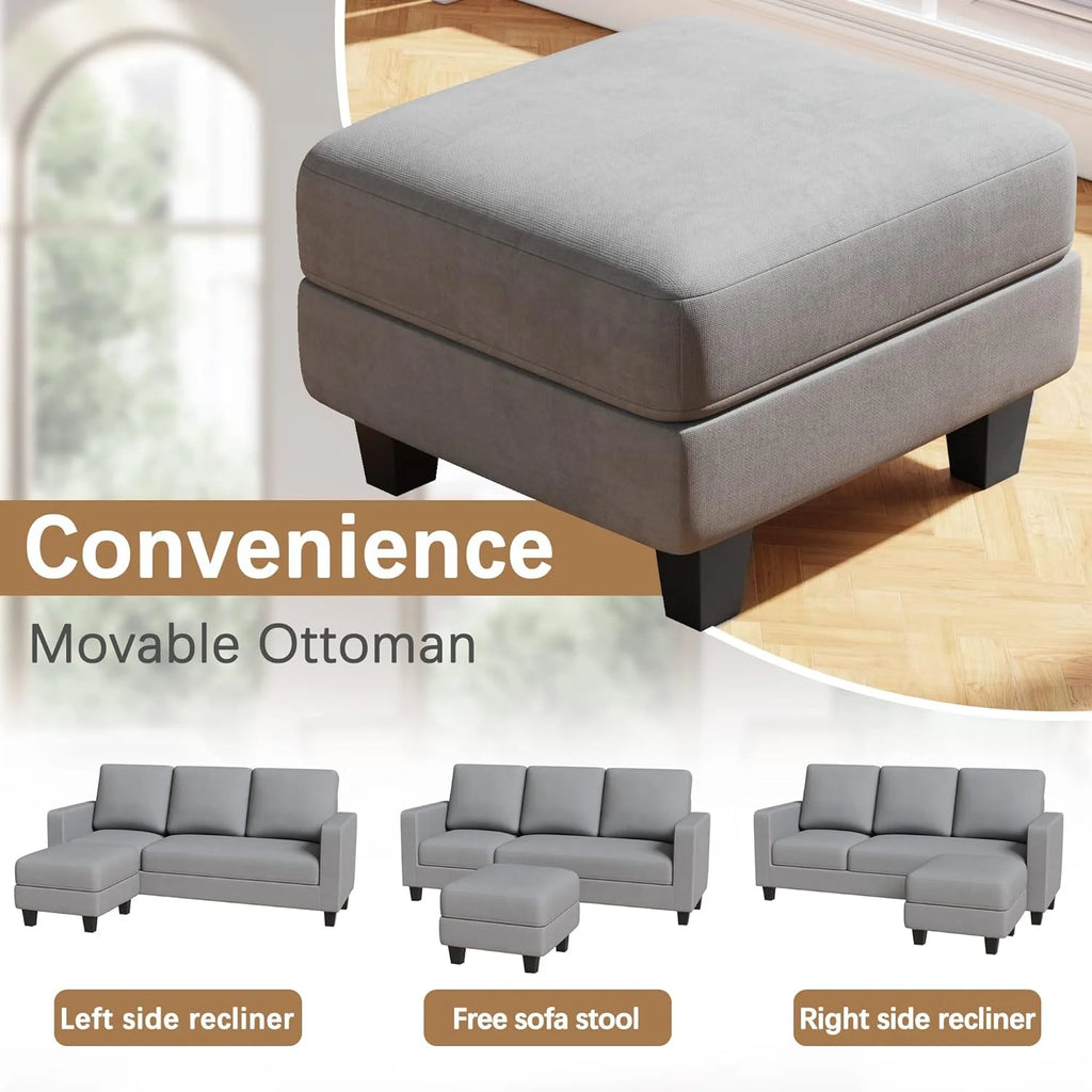 Light Gray Convertible Sectional Sofa with Ottoman R169