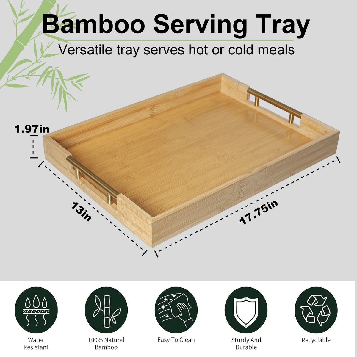 Bamboo Serving Trays with Metal Handles T643622