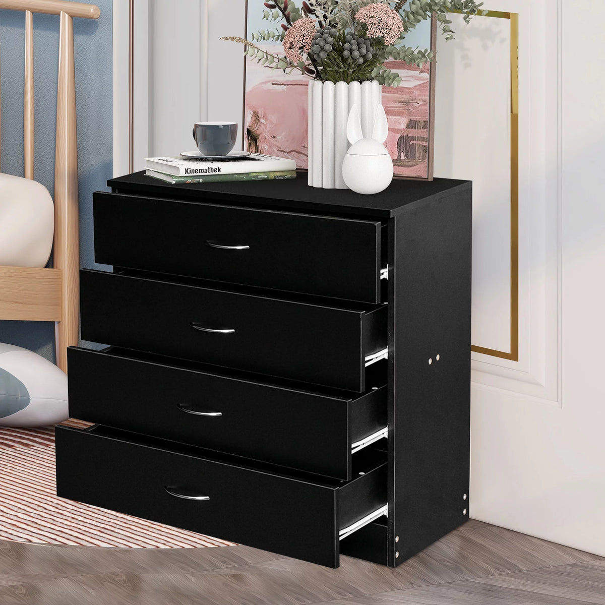 White 3 Drawer Wood Dresser J898
