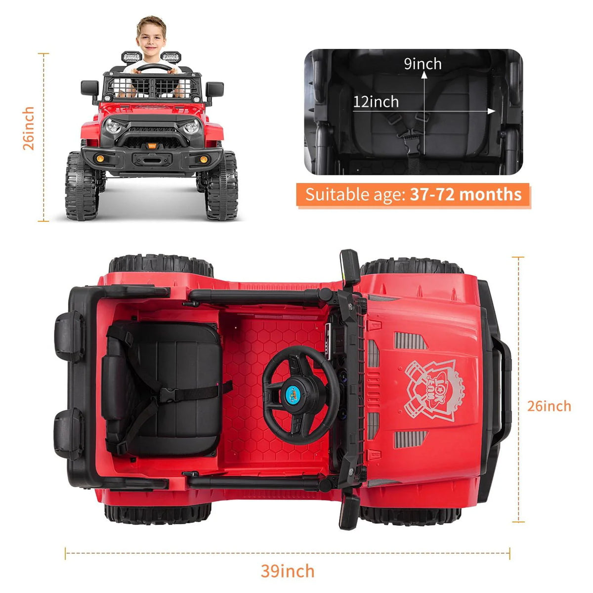 12V Electric Ride on Toy Car with Remote Control U56084