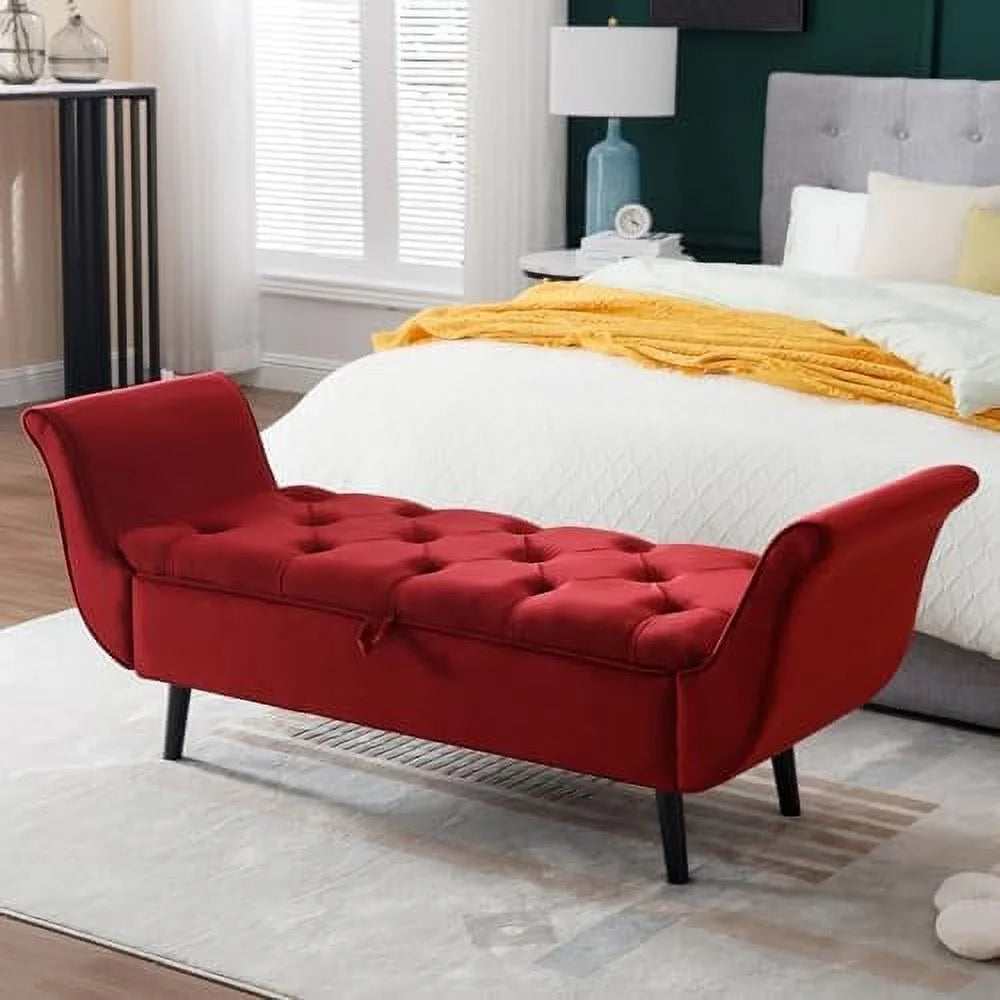 Velvet Tufted Upholstered Bench with Arm T765