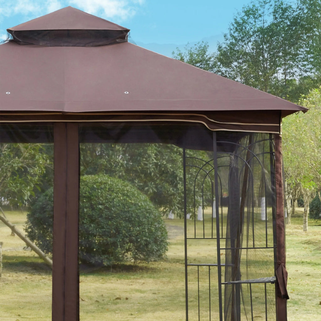 10x10 Outdoor Gazebo Double Soft-top Canopy Tent Q397