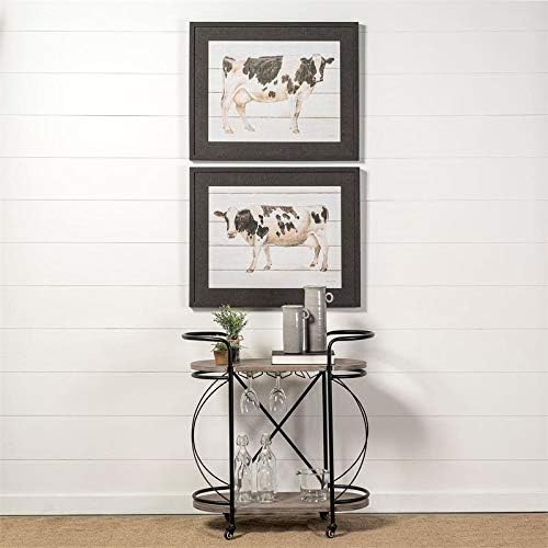 Black Two Tier Metal Bar Cart L9867