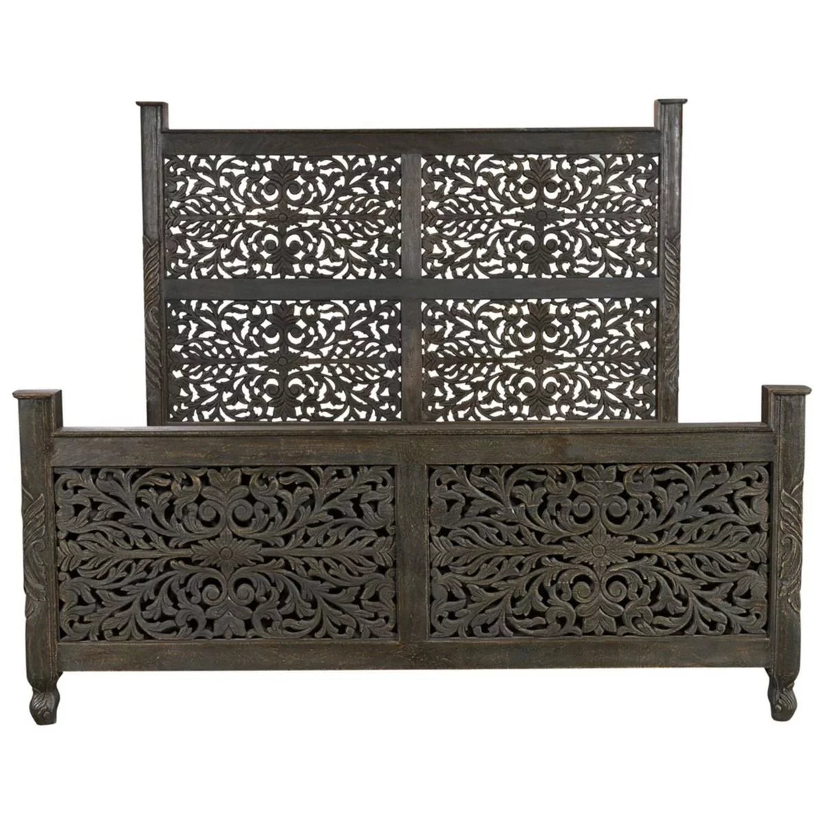 Hand Carved Solid Wooden Bed Frame G496252