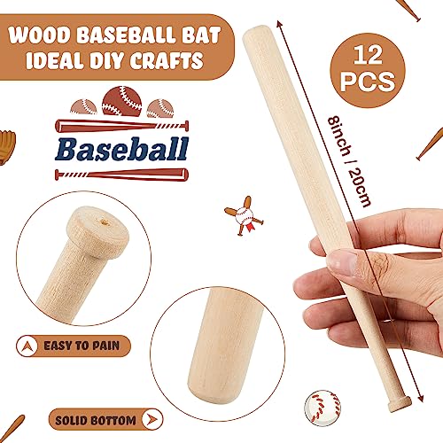 24 Pcs 8" Unfinished Wood Mini Baseball Bats 2" Foam Baseballs C99009
