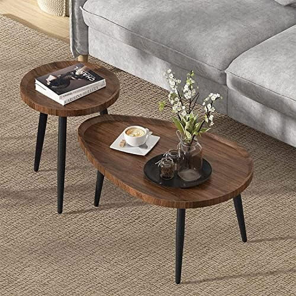Brown Oval Nesting Coffee Table Set of 2 P91477