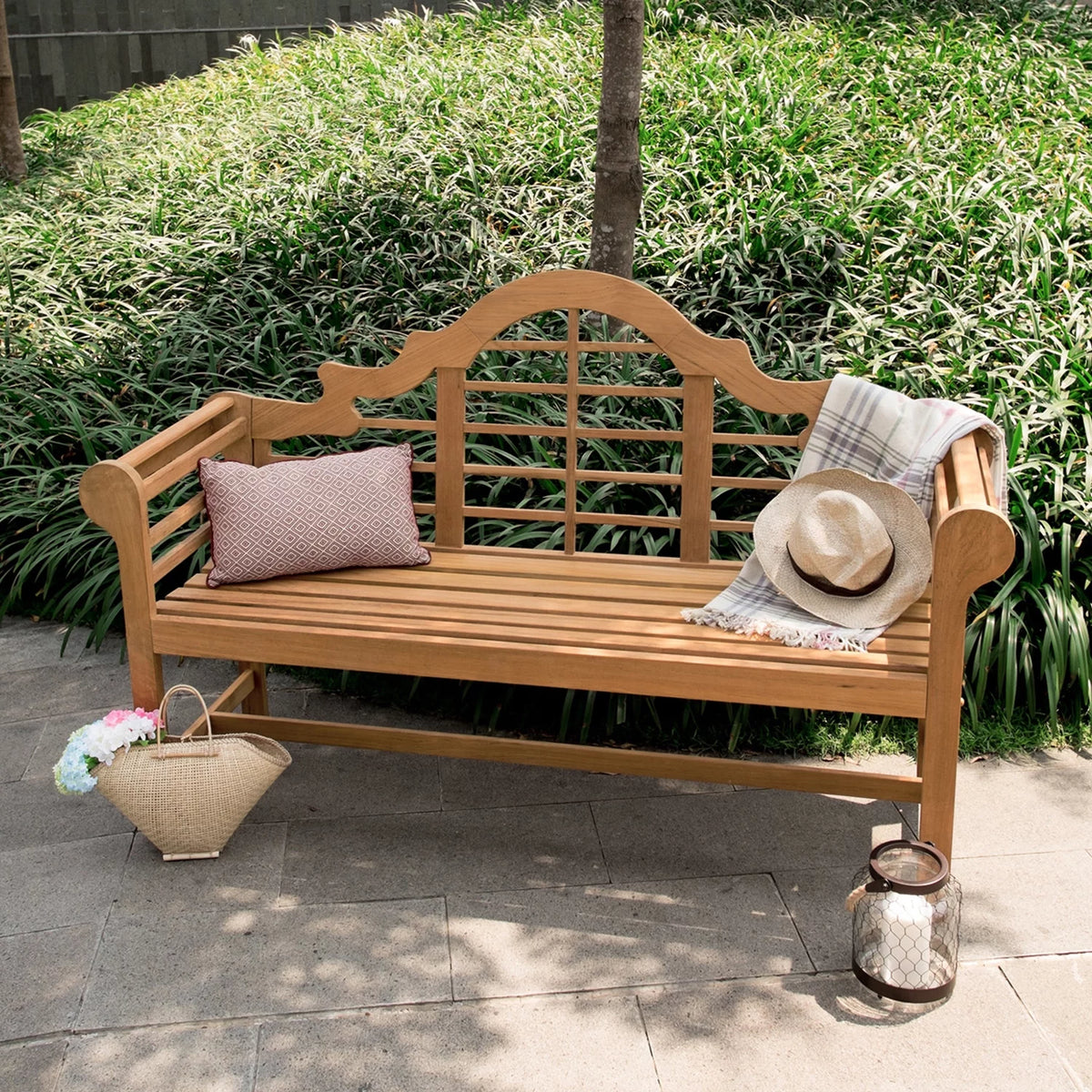 Brown Teak Outdoor Bench F7646