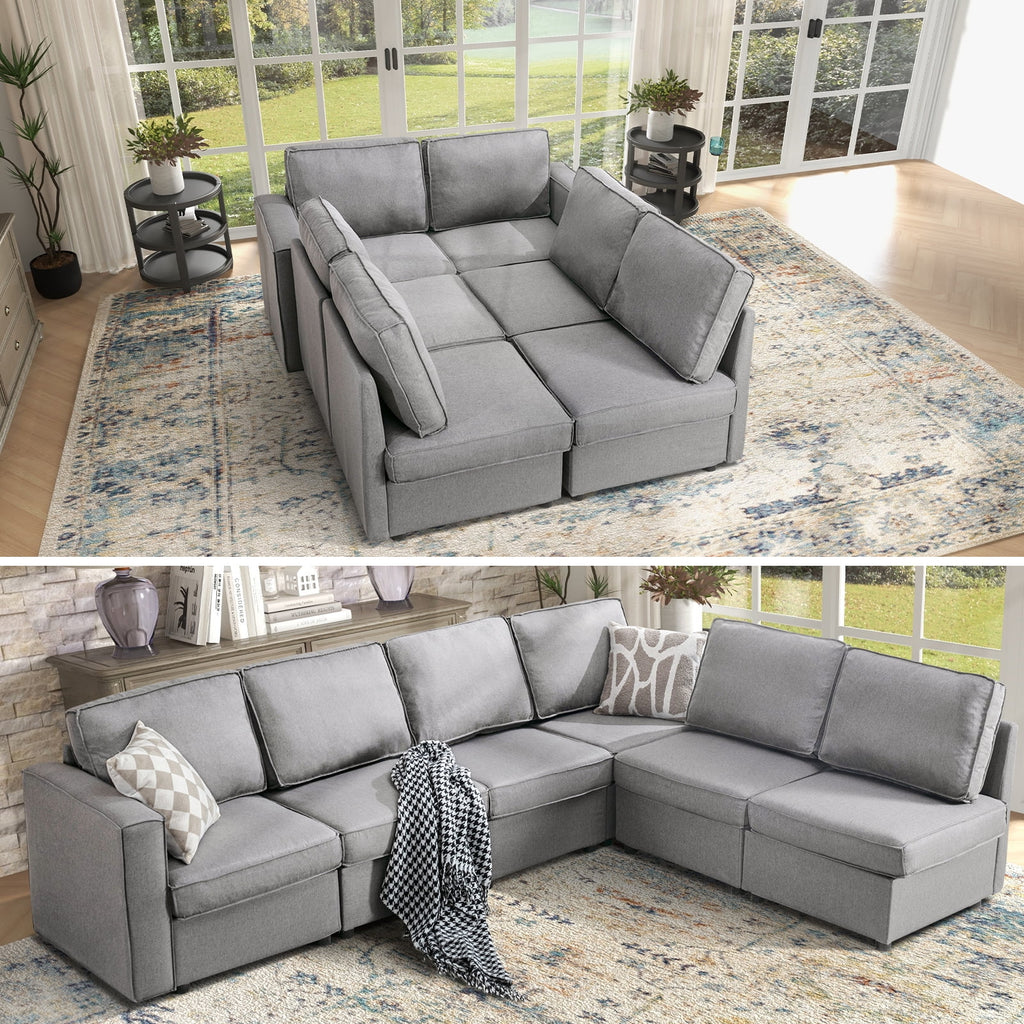 Light Grey U-Shaped Sectional Sofa with Storage and Reversible Chaises A184