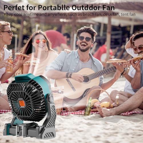 20000mAh Camping Fan with LED Lantern USB Rechargeable 4 Speeds Black T82533