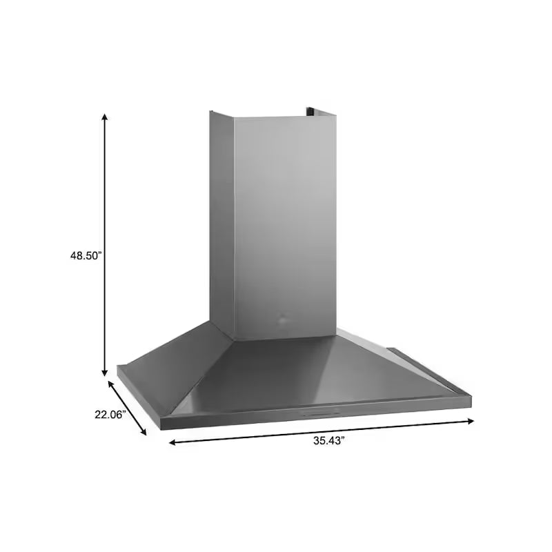 36 in. Stainless Steel Wall Mount Range Hood with Light T1575