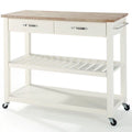 2-Drawer Wood Kitchen Cart Island in White/Natural G627005