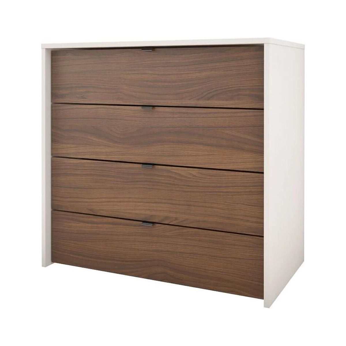 4 Piece Full Size White and Walnut Bedroom Set N702