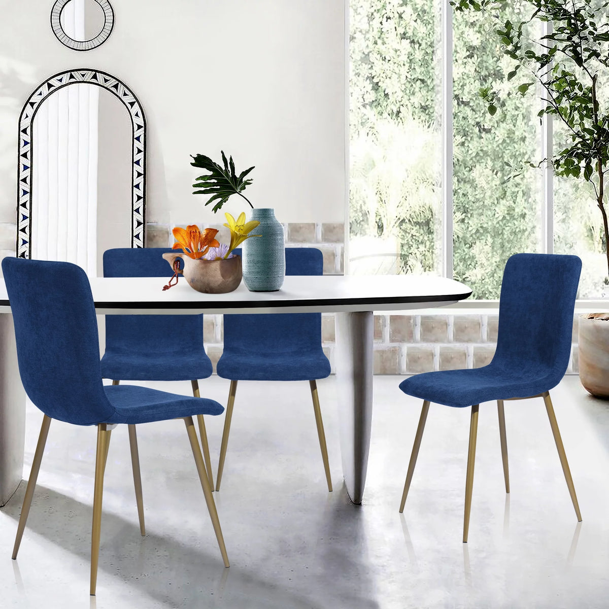 Navy Blue Velvet Dining Chairs Set of 4 L81220