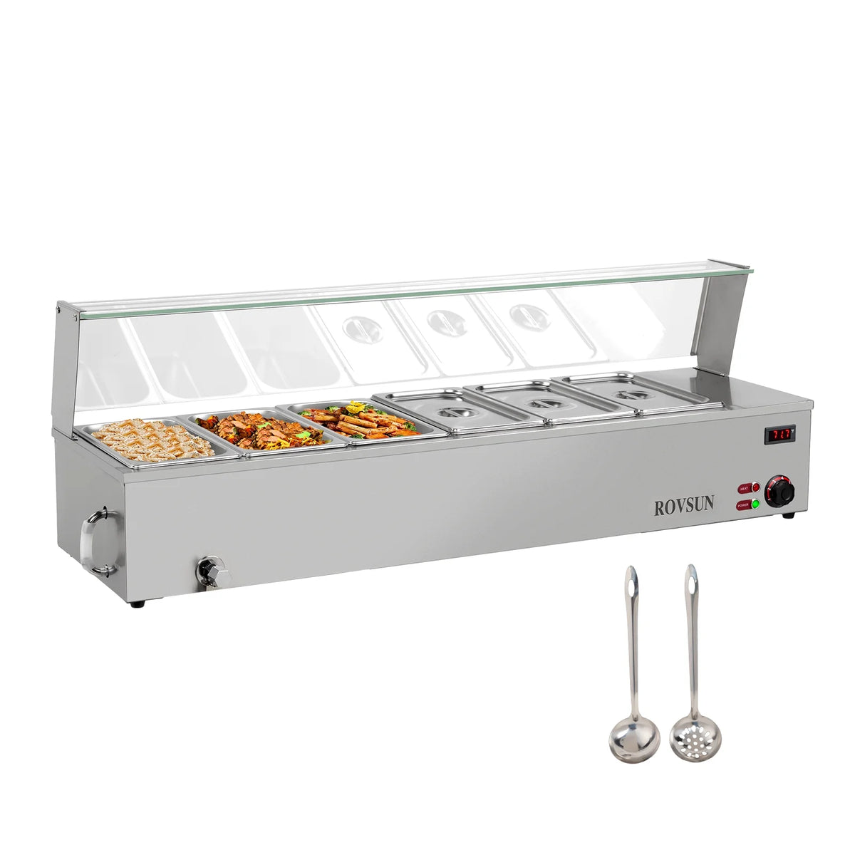 48QT 1500W Electric Commercial Food Warmer Stainless Steel Steam Table W181260